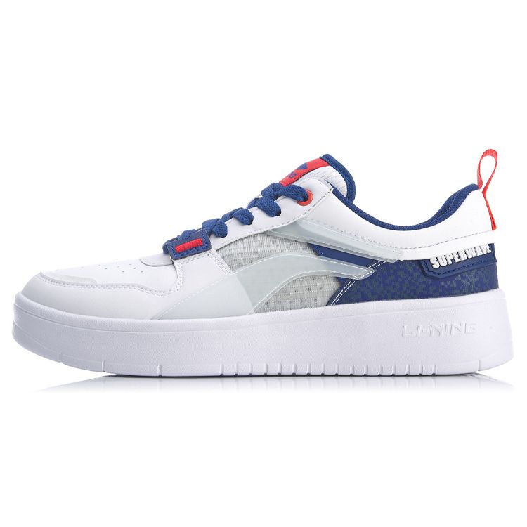 Li Ning Superwave Lite Non-Slip Lightweight Low-Top Skate Shoes Men Skate Shoes White Blue AGCQ063-1