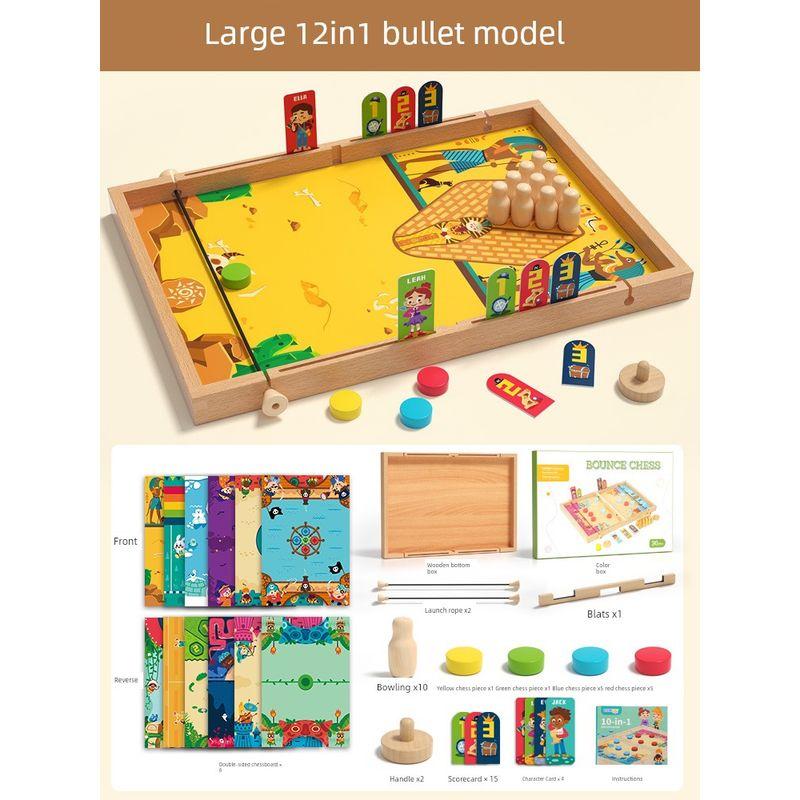 

12-in-1 Playing Chess Two-Person Battle Game Young Children Education Toy Multi-Functional Chess Matching Interactive Board Game Wooden 12-in -1 Fun Play Chess