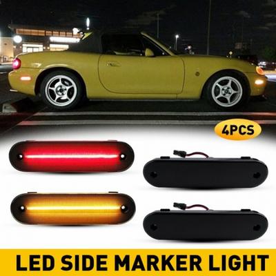 4 Stück LED Seiten Heck Front Markierungslicht 1990-2005 für Mazda MX-5 Miata Geräucherte Lampe