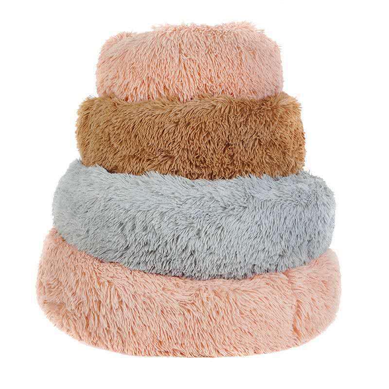 Round Warm Winter Pet Bed for Dogs & Cats - Non-Stick Hair Sleeping Nest for Small Pets