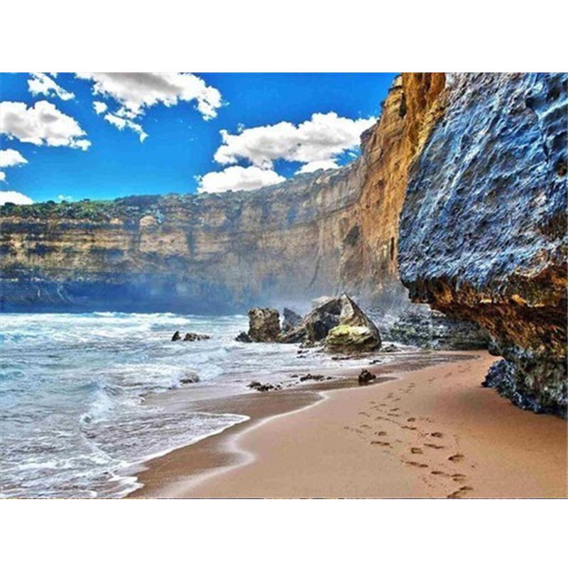 

Алмазная картина, полный круглый квадратный природный пейзаж, настенные наклейки, мозаика, пляжная вышивка, горный пейзаж, алмазное искусство Full Round 50X70CM зелёный