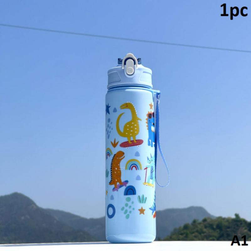 

Стакан с радужной трубочкой динозавра Милая бутылка для воды Открытый кемпинг Пикник Портативный Большая вместимость 800 мл Моющийся Многоразовый Легкий A1