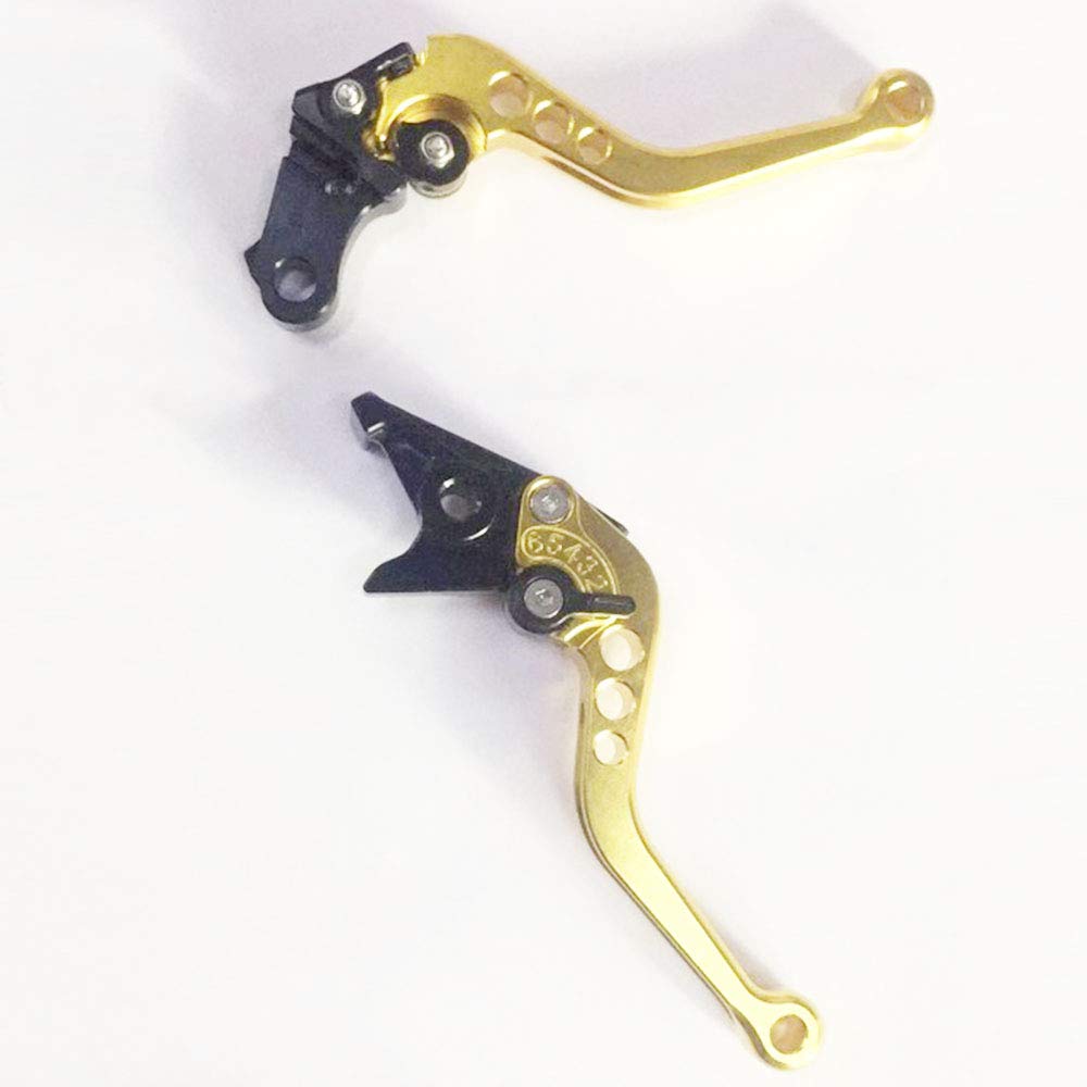 Aluminum Brake Clutch Lever Set, 6 Levels of Adjustment, For Honda General Purpose CBR250, VFR400, CB400, RVF400, NSR250, CB250 (Gold)
