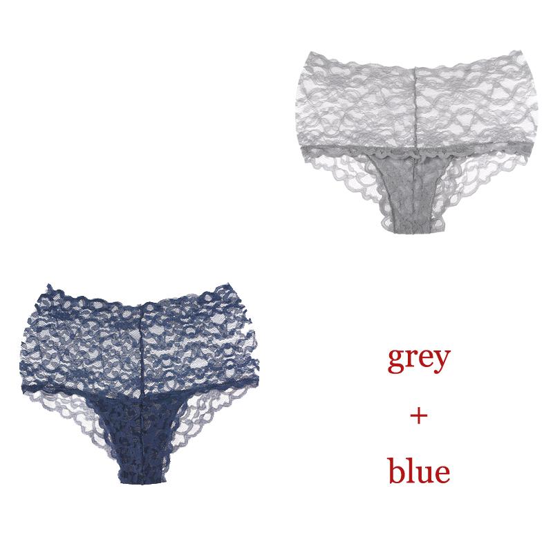 CINOON 2Pcs/lot New Panties Women Lace Underwear Sexy High Waist Briefs Embroidery G String Underpant Solid Transparent Female Lingerie