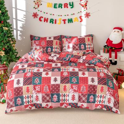 3pcs/set Christmas Reindeer Snowman Bedding Set Includes 1 Duvet Cover And 2 Pillowcases Soft And Skin-Friendly