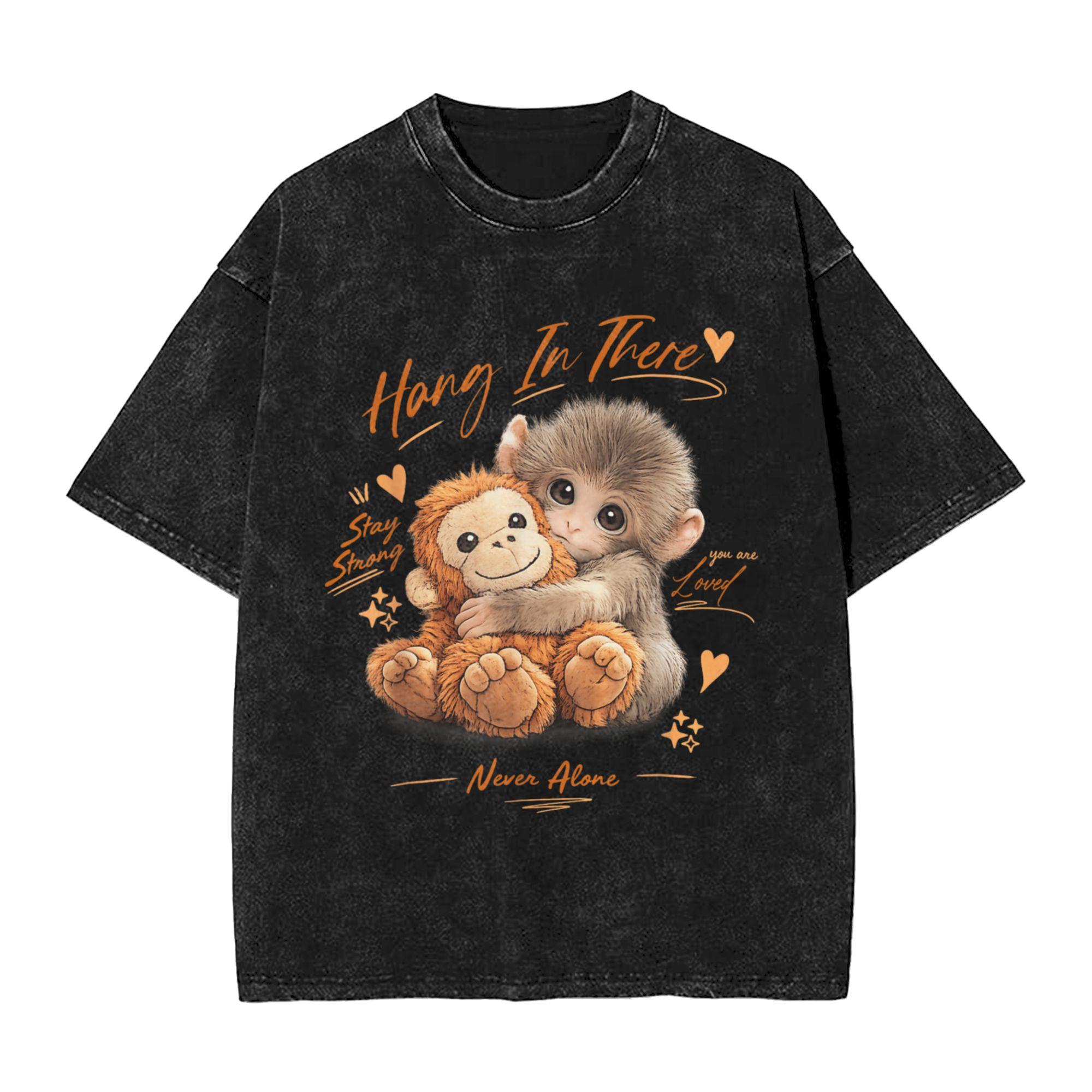 Cute Monkey Punch Panchi Kun Japan Baby Monkey Team T Shirt Beach YK Funny TShirts Cotton Hipster Simple Clothing S разноцветный