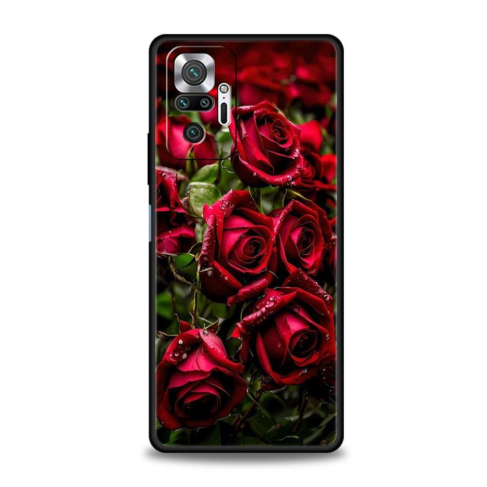 Red Roses Flowers Phone Case For Xiaomi Redmi Note 14 13 5G 10 11 12 Pro Plus 4G 14C 13C 12C 10C Black Cover