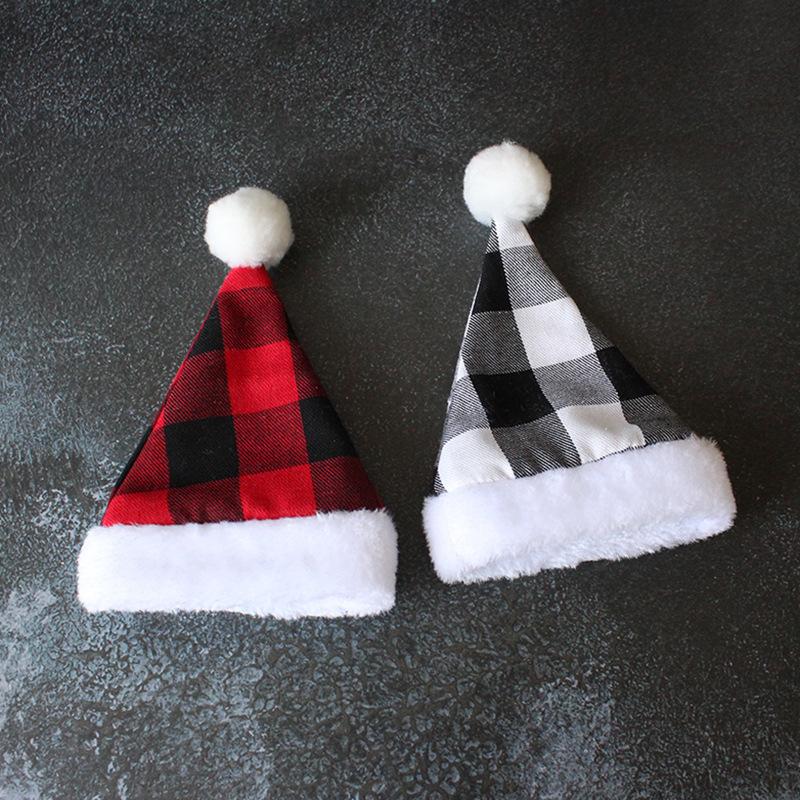 

Pet Santa Hat Plaid Plush Hat Party Decoration Hat Christmas Cat Dog Hat
