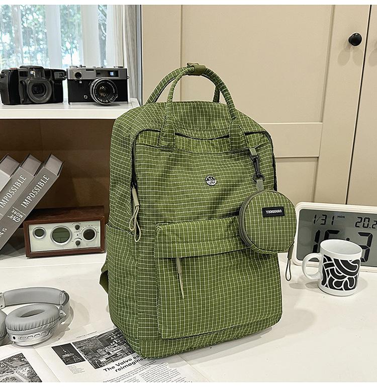 Schultasche neu trendig schlicht koreanische Version ins vielseitiger Rucksack für Reisen karierter Rucksack Schüler große Kapazität Schultasche