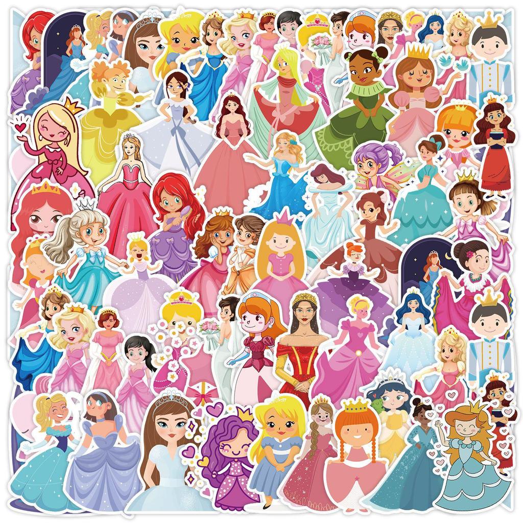Princess Doodle Sticker Pack: 50 Waterproof Stickers for Car, Phone, Water Bottle, and Journal Decoration
