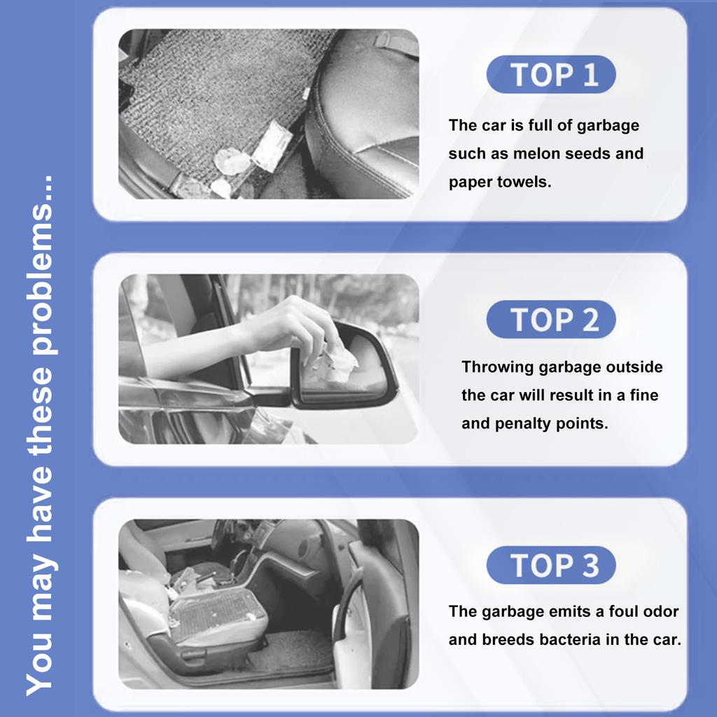 10PCS Easy Stick On Disposable Car Trash Bag Vomit Rubbish Garbage Bag Storage Self Adhesive PE PP Polyethylene White Universal