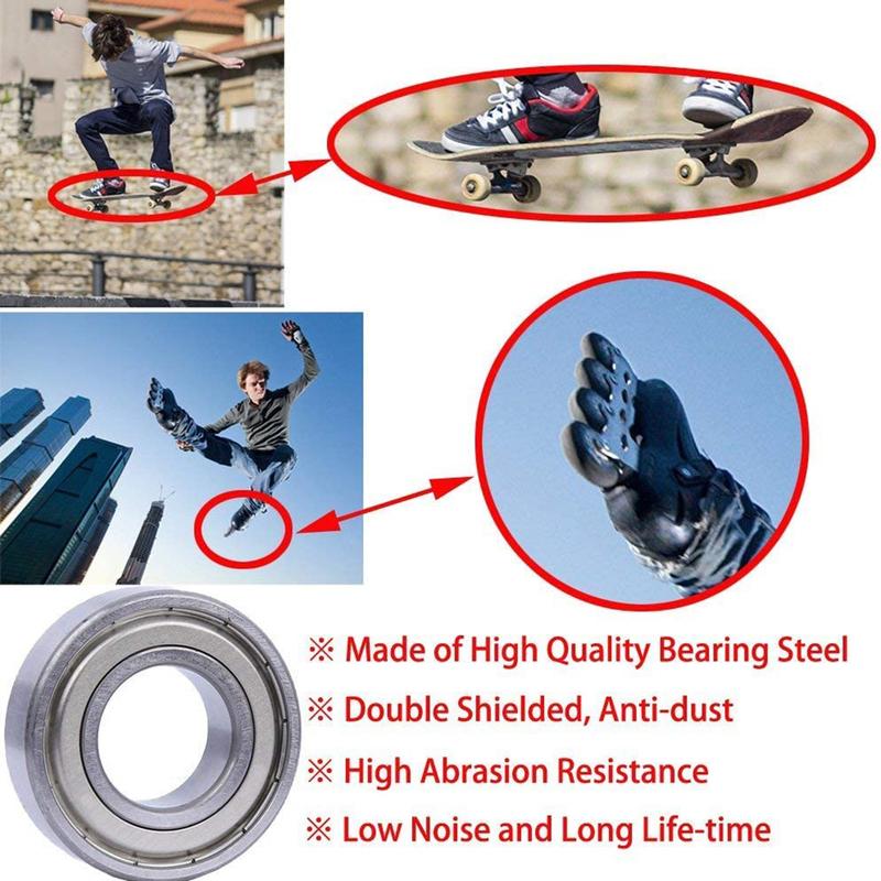 20pcs 608ZZ Ball Bearings Carbon Steel Single Row 8x22x7mm Deep Groove Miniature Bearings for Skateboard Scooter