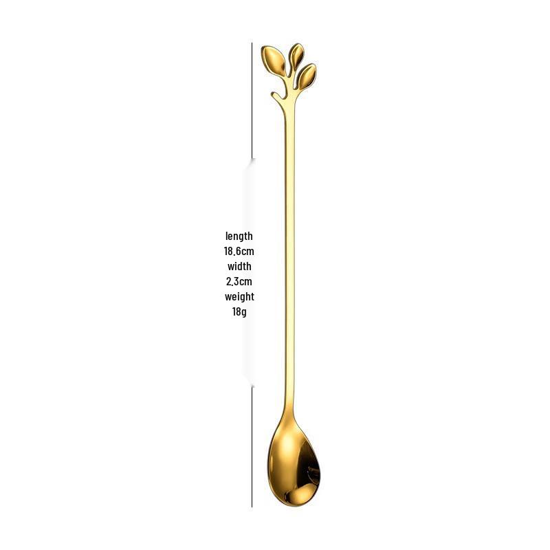 ZISIZ Stainless Steel Leaf Long Handle Spoon