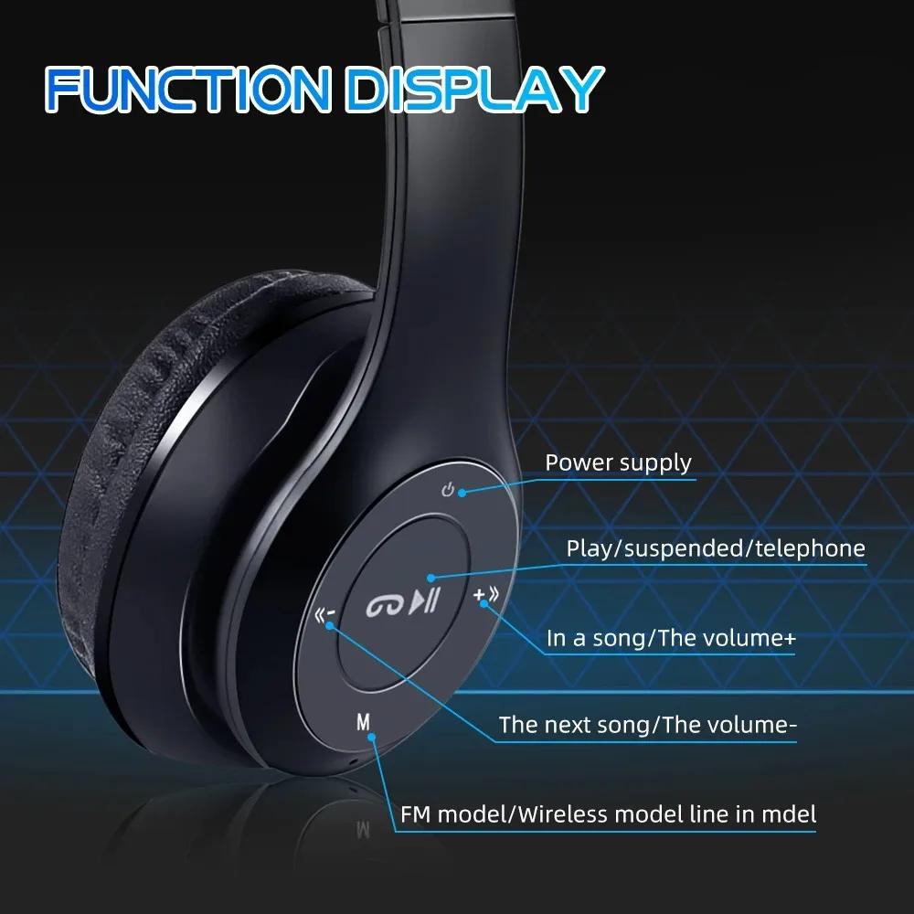 Stereo P47 Headset Bluetooth 5.0 Folding Series Wireless Sports Game Music Headphone Support SD Card with Mic for All Smartphone