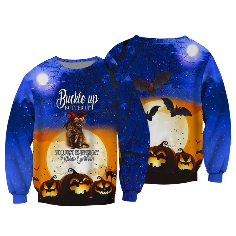 Horror 3D Print Sweatshirts Halloween Harajuku Men Pullover Sweater Long Sleeve Crewneck Streetwear Hoody Clothing Fun Kids Tops