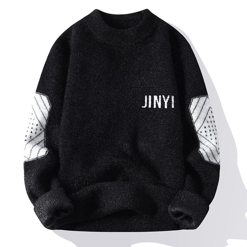 Men s Thick Warm Knit Round Neck Sweater Large