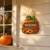 Autumn Welcome Sign Pumpkin Gnome for Front Door, Rustic Wood Hanging Wooden Ornament with Hemp Rope Fall Harvest Home Porch Wall Decorations