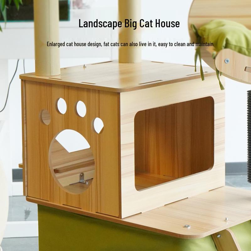 Multifunctional Cat Tree: Climbing Frame, Bed, Scratching Post, Jumping Platform, Large Villa, Capsule, Space-Saving