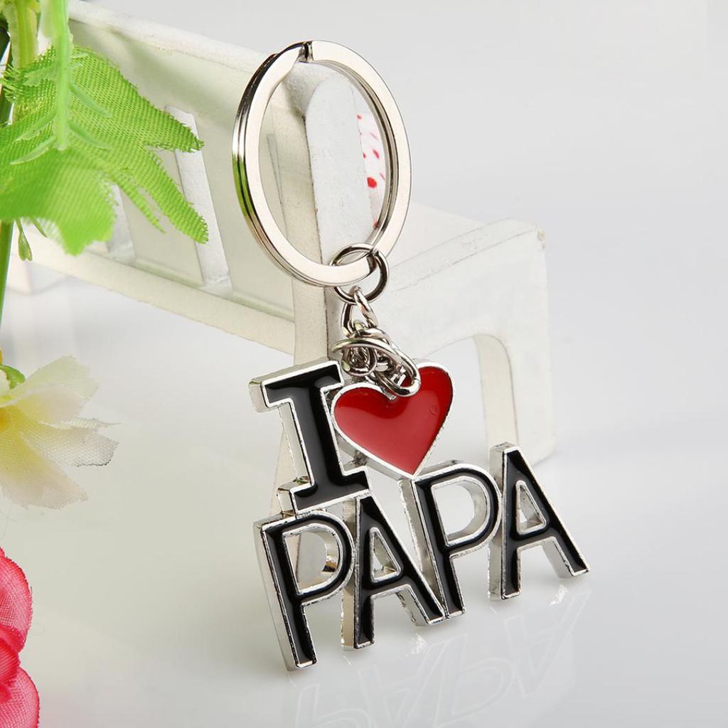 Fashion Creative Alloy Keychain Keyring I LOVE PAPA Pendant Gift for Father Dad