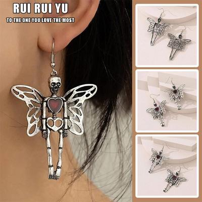 RUI RUI YU Gothic Halloween Skeleton Skull Earrings for Women Gift Ghost Retro Metal Jewelry Halloween Par S6P4