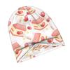 2D Flat Printing Kawaii Pastel Color Strawberry Milk Pattern Classic Knit Hat for Adults Available In Versatile Tones Ideal for Subtle Styling During