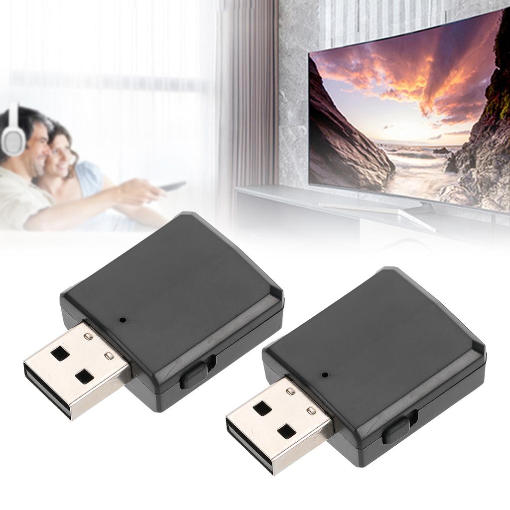 2Pcs Bluetooth 5.0 Audio Transmitter Receiver 2 in 1 Adapter for TV Car Computer