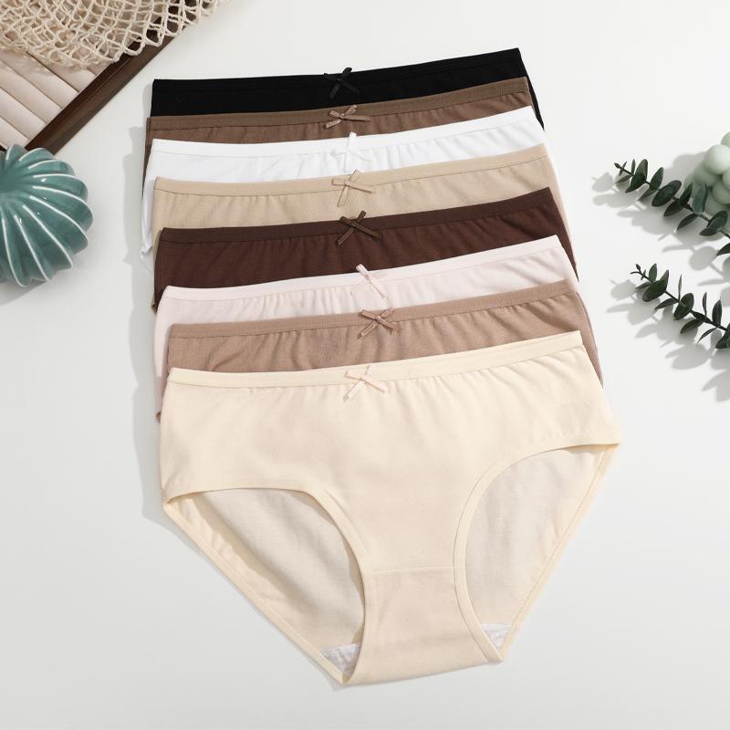 FINETOO 4 Stück Baumwolle Damen Unterwäsche Nahtlos Übergröße Niedrige Taille Slips Mädchen Bequeme Einfarbige Gemütliche Slips Dehnbare Lingerie