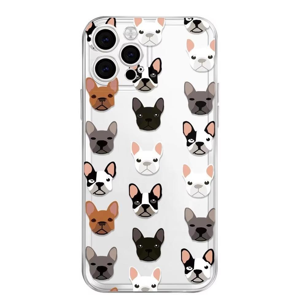 Süßes Französische Bulldogge Hundegesicht Muster Design Schutzhülle für iPhone 17 16 15 14 13 12 11 16E Serie Pro Max Plus