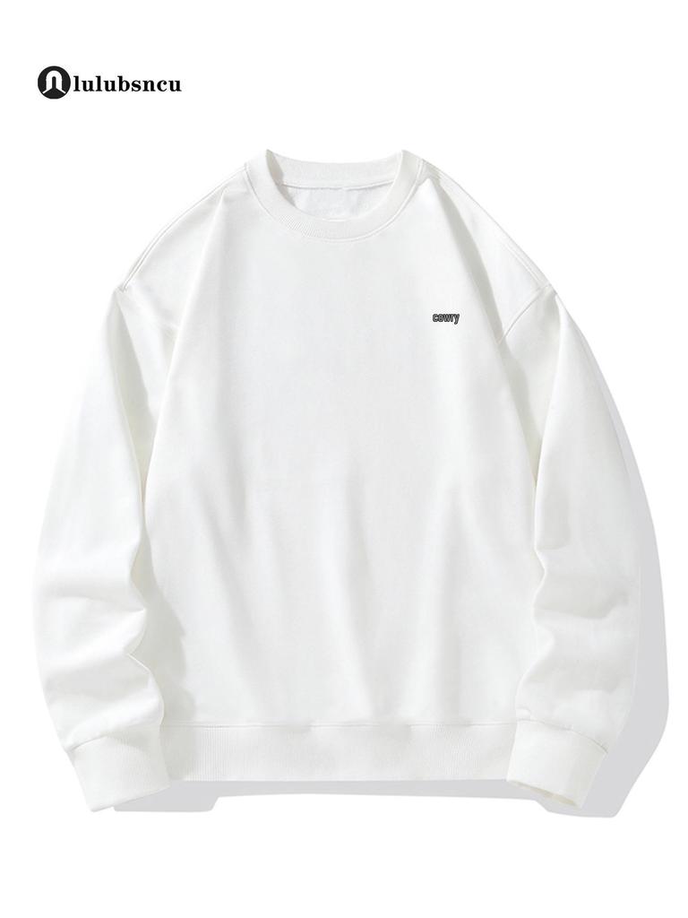 Lulu Men's Plus Velvet Round Neck Hoodie 2025 Autumn/Winter, Long Sleeve Couple Style Pullover.