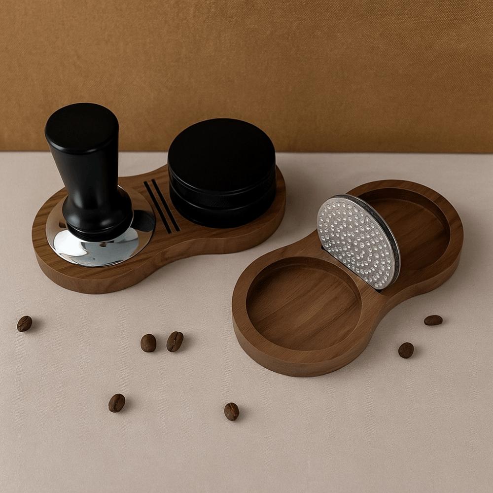Non-Slip Bottom Coffee Tamper Station Professional Wooden Coffee Tamper Mat  Coffee Brewing