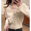 Spring and Autumn Interior Chic Short Lace V-Neck Bottom Design Slim-fit Knitted Cardigan Top Women's Hair