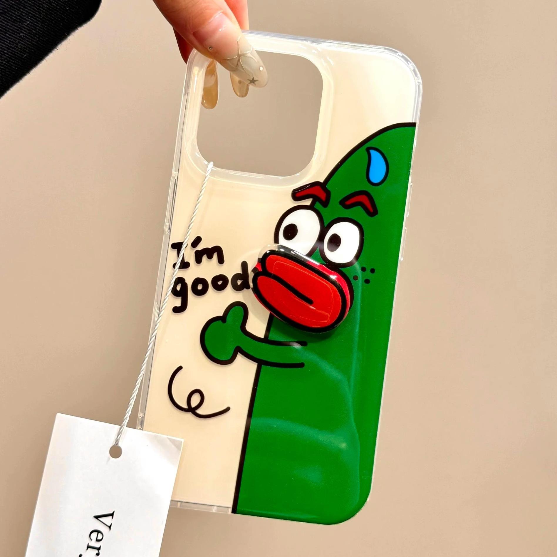 

Single Layer Thumb Up Green Pepper for Apple 16 Promax Mobile Phone Case for IPhone 15/14 with Sausage Mouth Patch For Apple 6