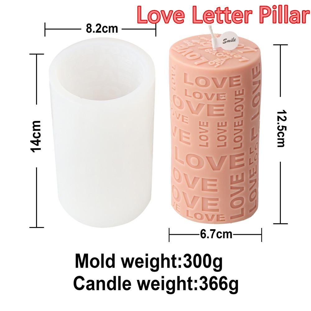 3D Letter Cylinder Cubic Love Silicone Candle Molds DIY Handmade Scented Candles Making Tool Valentine's Day Decor