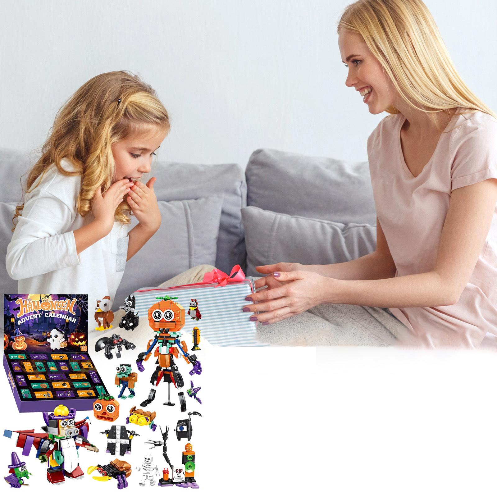 

Хэллоуин Адвент-календарь Конструктор для детей, взрослых, подростков, Календарь обратного отсчета до Хэллоуина, Набор кирпичиков Сюрприз Игрушка Подарок One Size