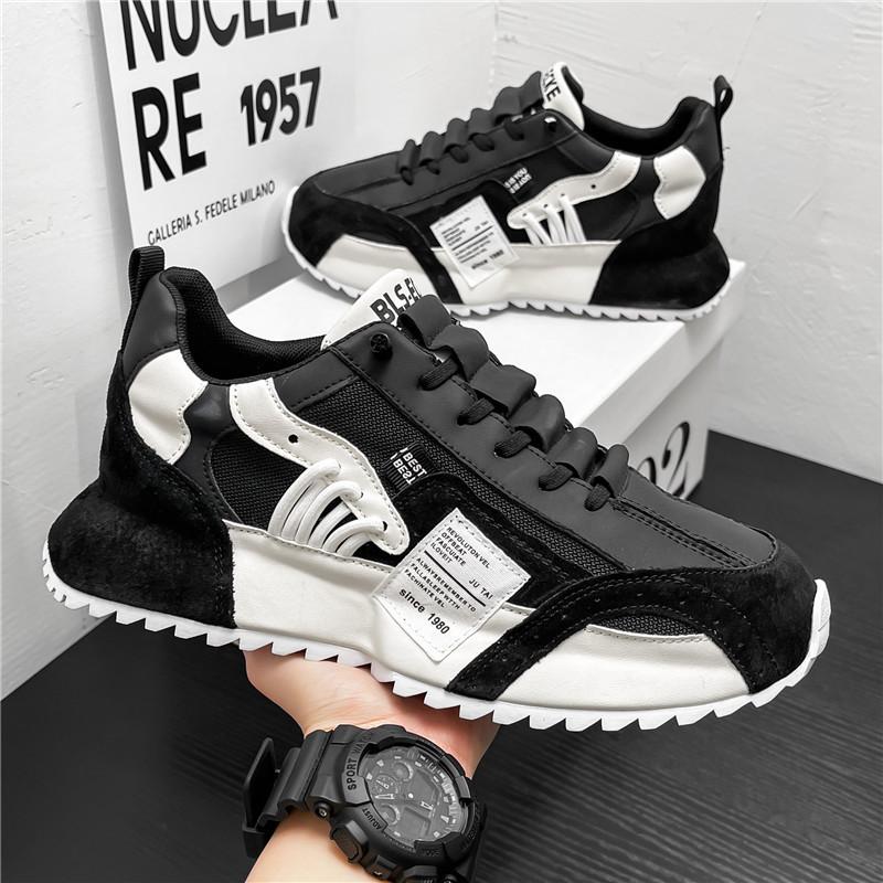 Fashion Sneakers Men Summer Mesh Moccasins Lace-up Leather Sports Four Seasons Casual Running Shoes Men's Comfortable Forrest Gump Shoe