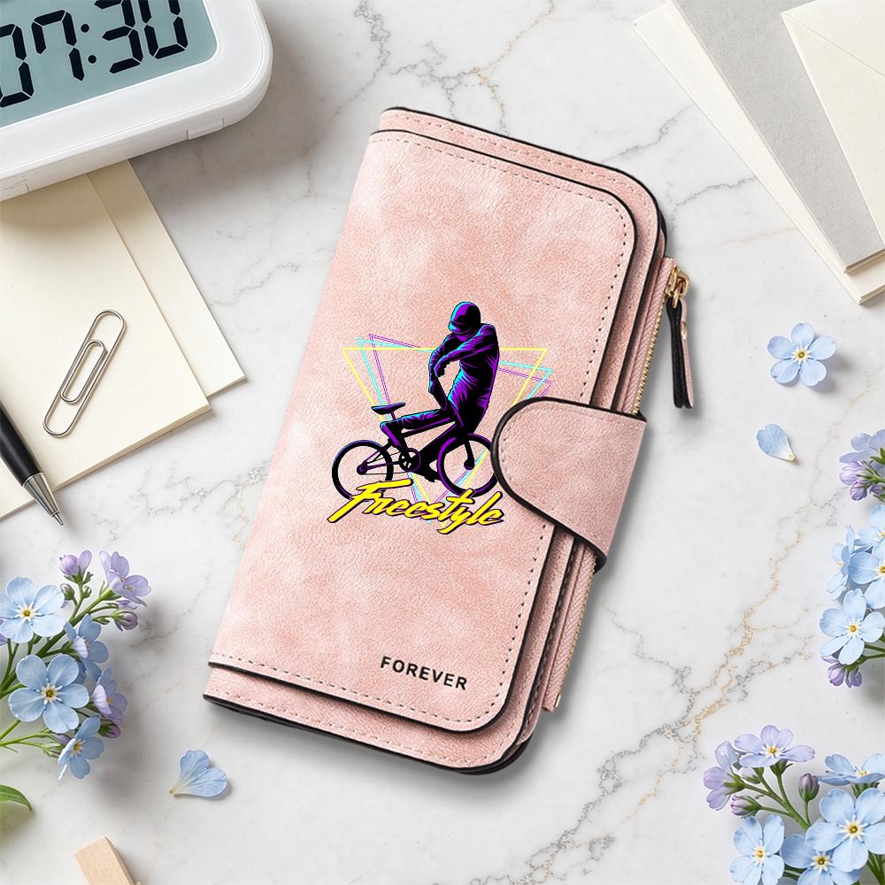 Freestyle BMX Pattern Women Wallet Fashion Long Multi Card Slots Purse