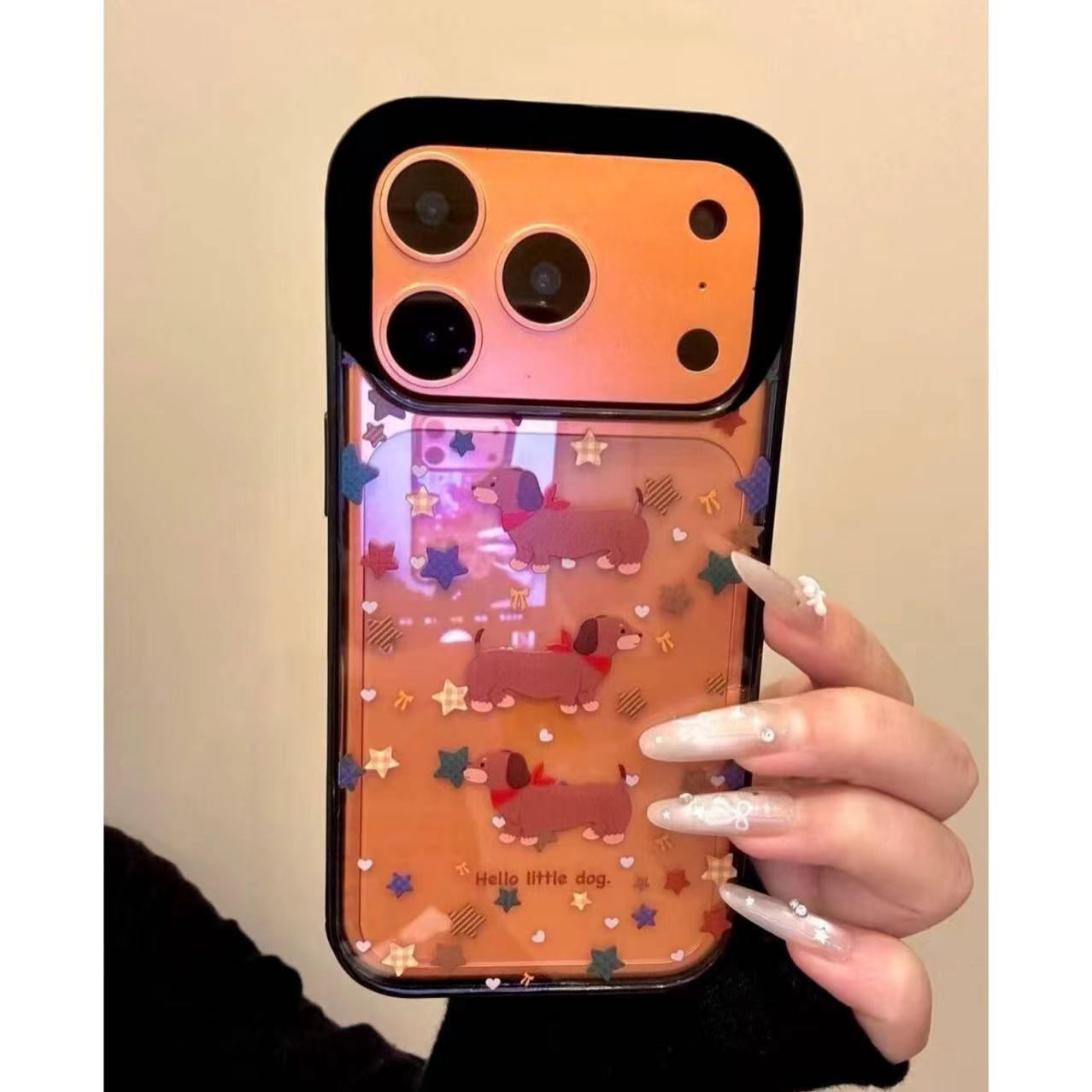 

Star Sausage Dog Apple 17 Pro Max Phone Case: Black, Large Hole Design, Fits 13-16 Pro Models. iPhone 14