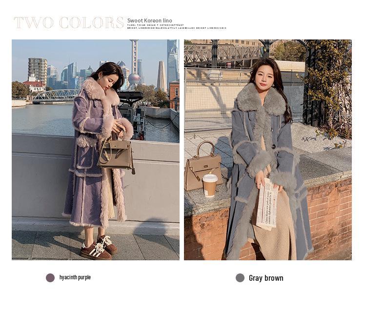Women's Extra Long Faux Fur Lamb Wool Coat - Winter 2024 Style (2166)