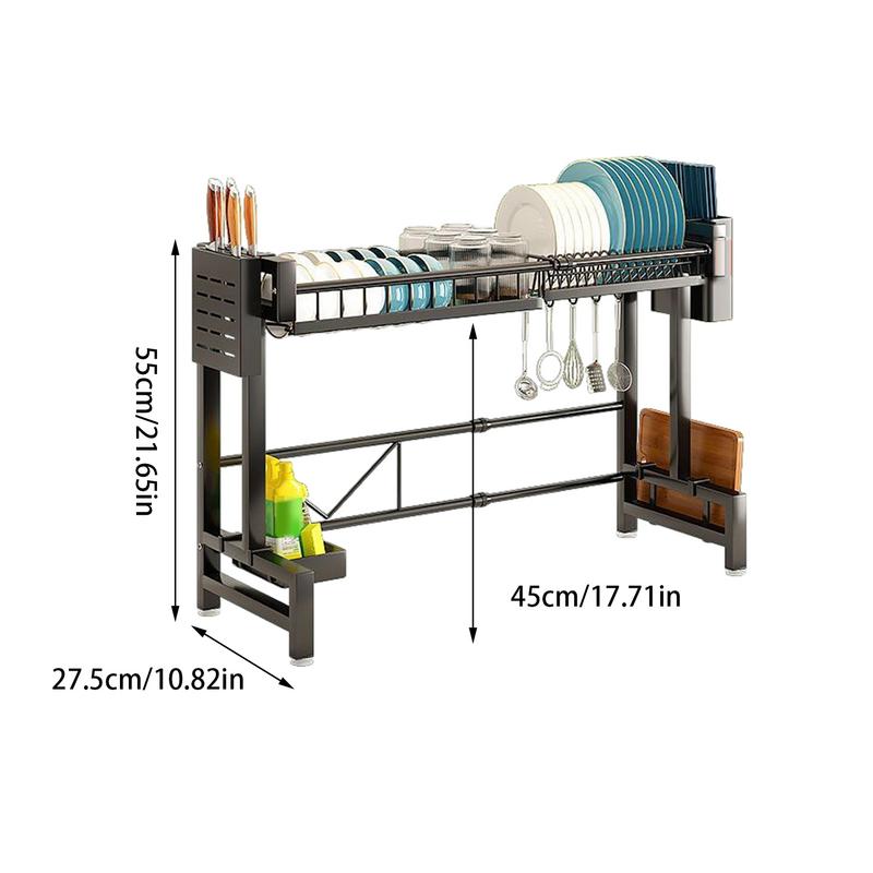 Over The Sink Drying Rack 2-Tiers Dish Drainer Rack Sink Organizer Rack Stainless Steel Space Saver Dish Drying Rack Kitchen