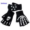 Glow-in-the-Dark Halloween Skull Fingerless Gloves for Cycling and Sports