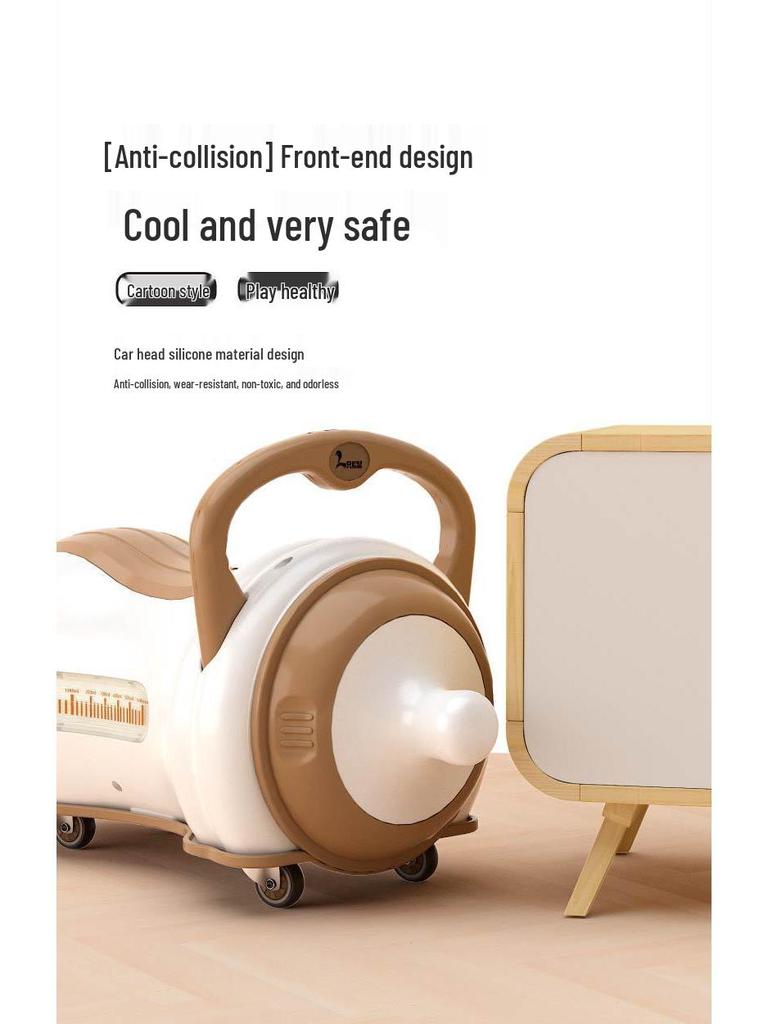Musical Peanut Car Baby Walker: Four-Wheel Scooter with Silent, Universal Wheels and Anti-Rollover Slider