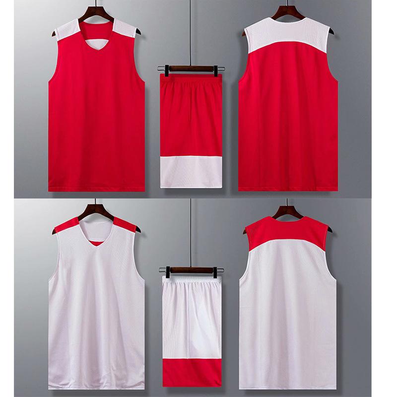 Double-Sided Basketball Jersey Set, Boys' Children'S Double-Sided Jersey, Personalized Two-Sided Wear Printing Number, Competition Training Jersey, Su