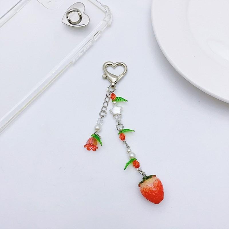 Keyring Ornament Strawberry Bag Charm Keychain Alloy Material Backpack Pendant