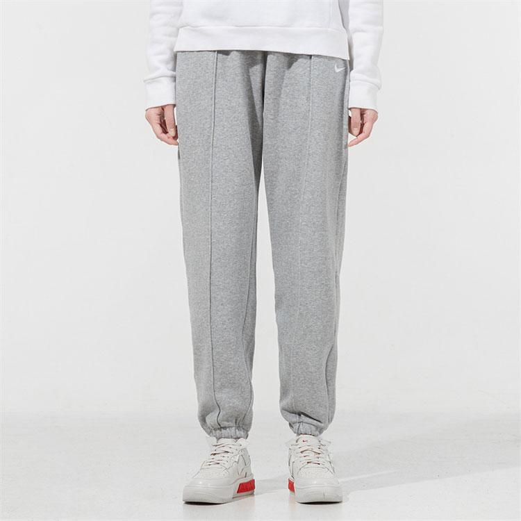 Nike Embroidered Logo Fleece-Lined Warm Knit Joggers Women Bottoms Grey BV4090-063