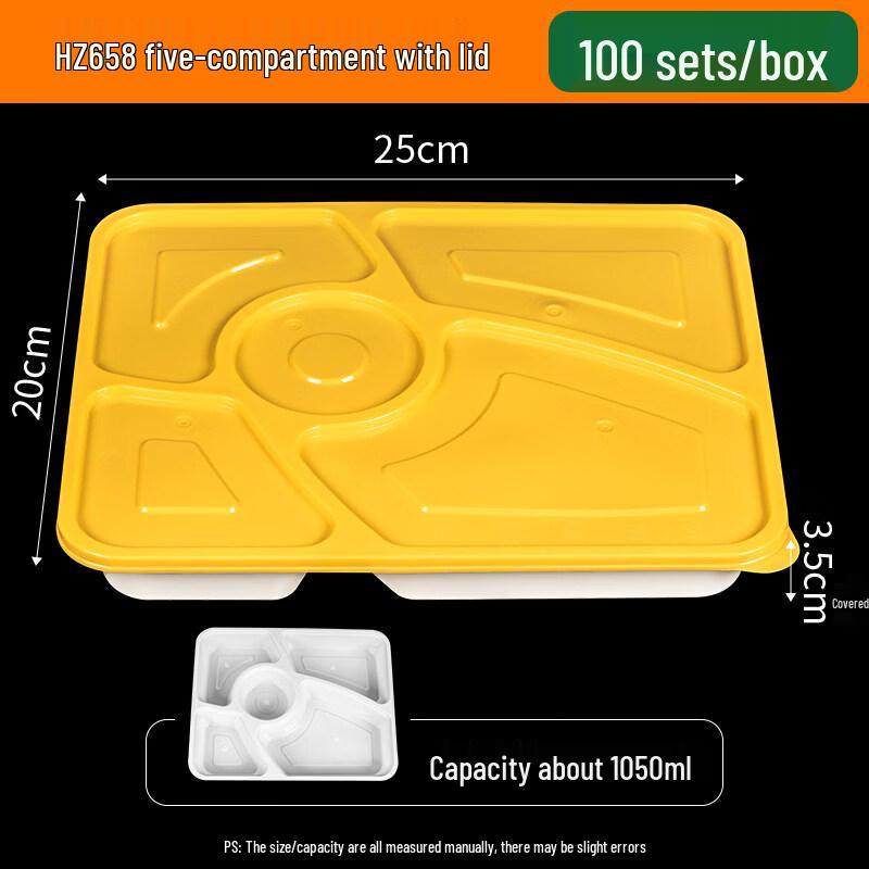ZISIZ Five-Compartment Disposable Paper Takeaway Box