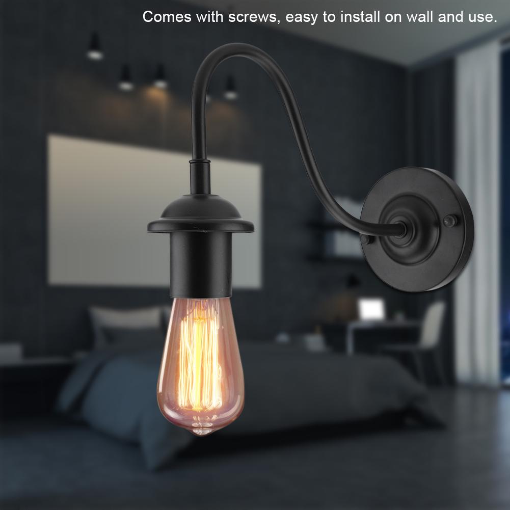 E27 Vintage styl Černá jednoduchá železná nástěnná lampa s nástěnným svítidlem 90-250V