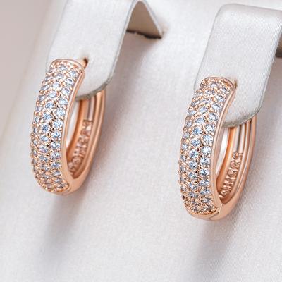 Trendy Full Shiny Natural Zircon Hoop Earrings For Women Luxury  Rose Gold Color Wedding Vintage Jewelry Gift
