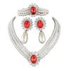 Water Drop Imitation Pearl Necklace Earrings Set Bridal Rhinestones Pearl Clavicle Chain Jewelry Women