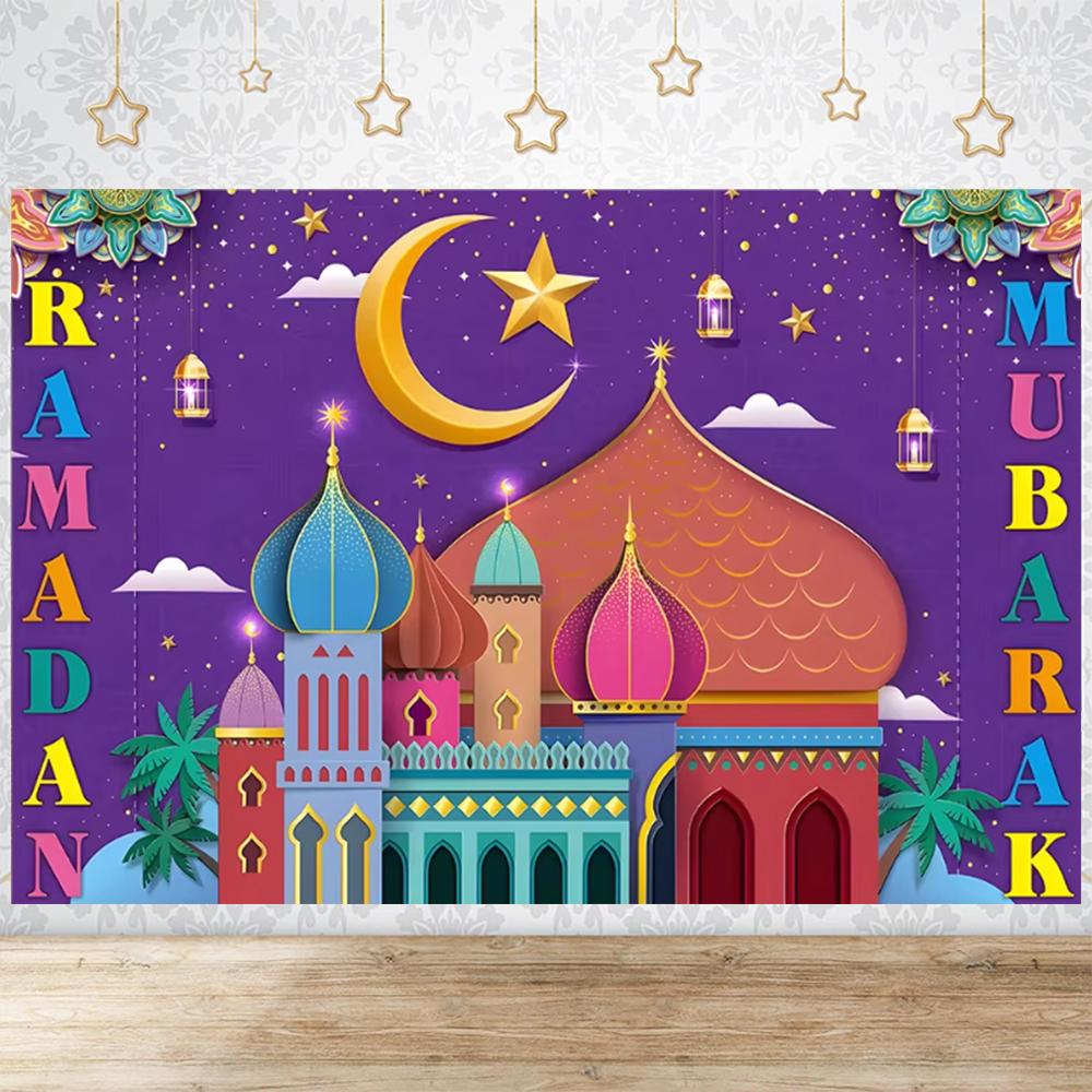 Eid Party Thema Traditioneller Hintergrund Ramadan Mubarak Dekorationen für Zuhause Islamisch Muslimisch Kareem Eid Al Adha Requisite Geschenk Poster