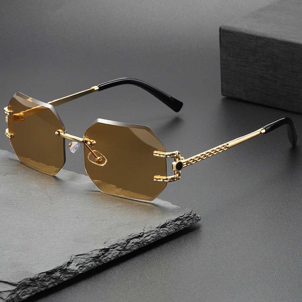 Nowe Zaawansowane Okulary Bezramkowe z Przyciętymi Krawędziami Męskie Modne Okulary z Zausznikami Okulary Damskie